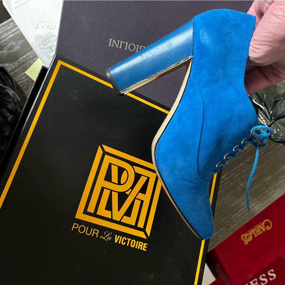 Pour La Victoire Blue Heeled Boots